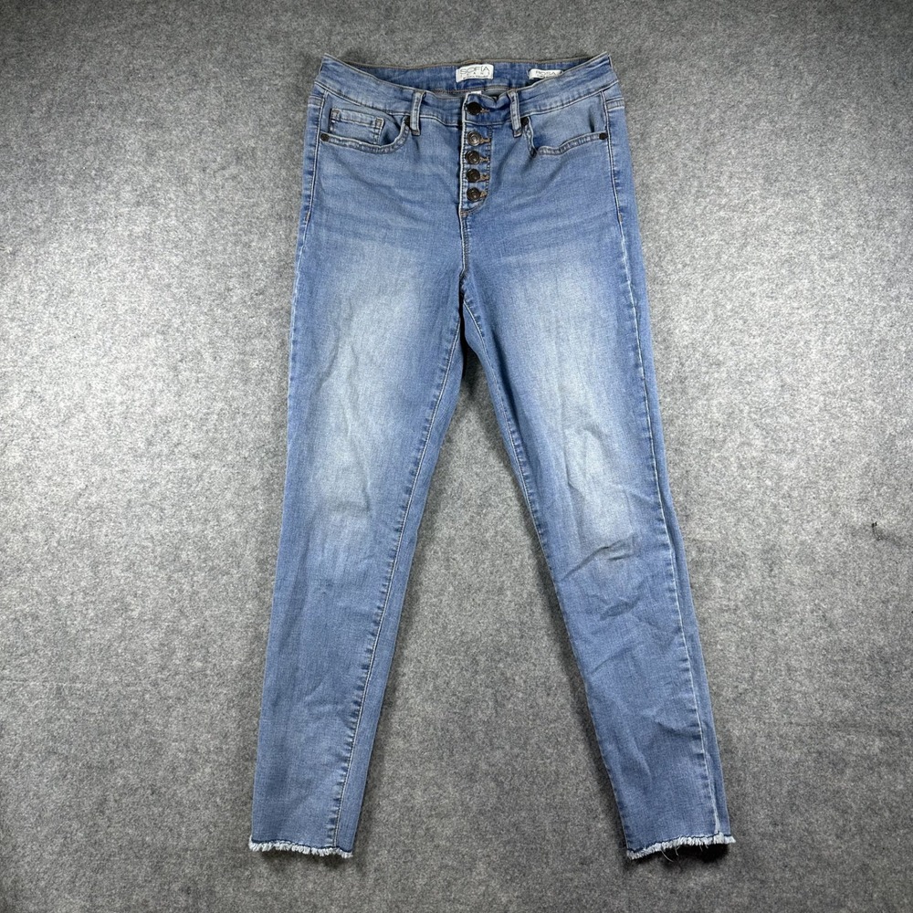Sofia Jeans Rosa‎ Curvy Ankle Jeans 4 Blue Button Fly Raw Hem Denim